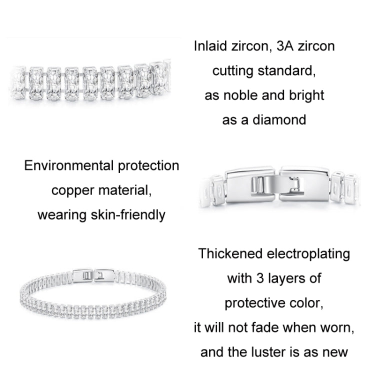 Bracciale con zirconi scintillanti Gioielli in rame placcato oro, YIB055-17L, YIB055-19L, YIB055-17LCP, YIB055-19LCP, YIB055-17LVT, YIB055-19LVT