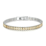 Bracciale con zirconi scintillanti Gioielli in rame placcato oro, YIB055-17L, YIB055-19L, YIB055-17LCP, YIB055-19LCP, YIB055-17LVT, YIB055-19LVT