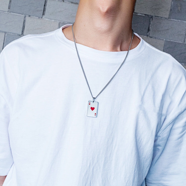 OPK 1542 Ciondolo da mazza da uomo in acciaio al titanio con personalità, Black With Chain, Red With Chain, Black Without Chain, Red Without Chain