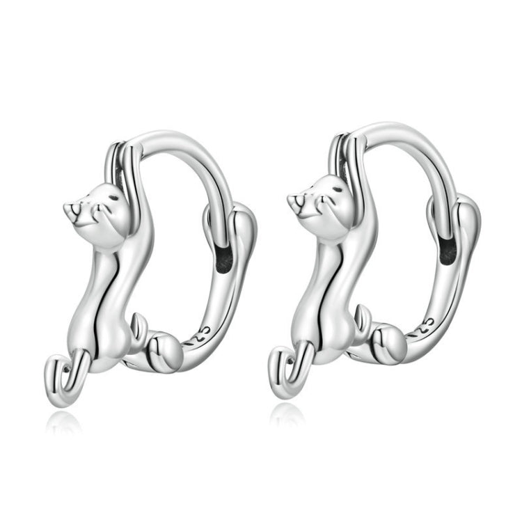 Orecchini in argento sterling S925 con gatto e diamanti