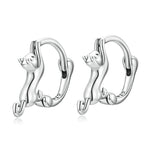 Orecchini elasticizzati con gatto elasticizzato in argento sterling S925 con diamanti, dimensioni:, Small Platinum Plated, Large Platinum Plated, Large Gold Plated, Large Black Gold Plated, Large Rose Gold Plated