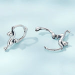Orecchini elasticizzati con gatto elasticizzato in argento sterling S925 con diamanti, dimensioni:, Small Platinum Plated, Large Platinum Plated, Large Gold Plated, Large Black Gold Plated, Large Rose Gold Plated