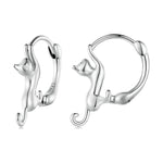 Orecchini elasticizzati con gatto elasticizzato in argento sterling S925 con diamanti, dimensioni:, Small Platinum Plated, Large Platinum Plated, Large Gold Plated, Large Black Gold Plated, Large Rose Gold Plated