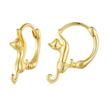 Orecchini elasticizzati con gatto elasticizzato in argento sterling S925 con diamanti, dimensioni:, Small Platinum Plated, Large Platinum Plated, Large Gold Plated, Large Black Gold Plated, Large Rose Gold Plated