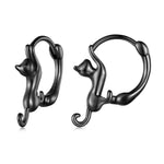Orecchini elasticizzati con gatto elasticizzato in argento sterling S925 con diamanti, dimensioni:, Small Platinum Plated, Large Platinum Plated, Large Gold Plated, Large Black Gold Plated, Large Rose Gold Plated