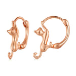Orecchini elasticizzati con gatto elasticizzato in argento sterling S925 con diamanti, dimensioni:, Small Platinum Plated, Large Platinum Plated, Large Gold Plated, Large Black Gold Plated, Large Rose Gold Plated