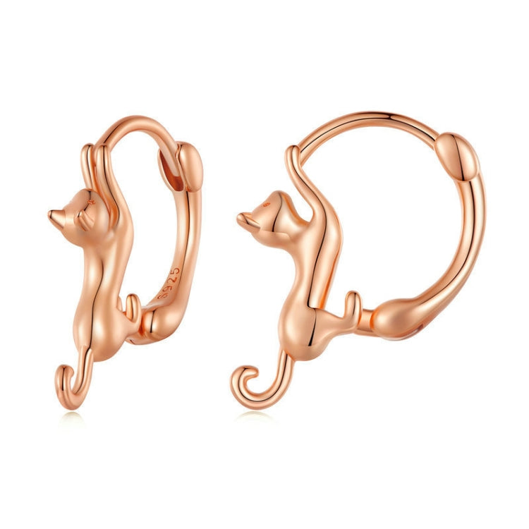 Orecchini elasticizzati con gatto elasticizzato in argento sterling S925 con diamanti, dimensioni:, Small Platinum Plated, Large Platinum Plated, Large Gold Plated, Large Black Gold Plated, Large Rose Gold Plated