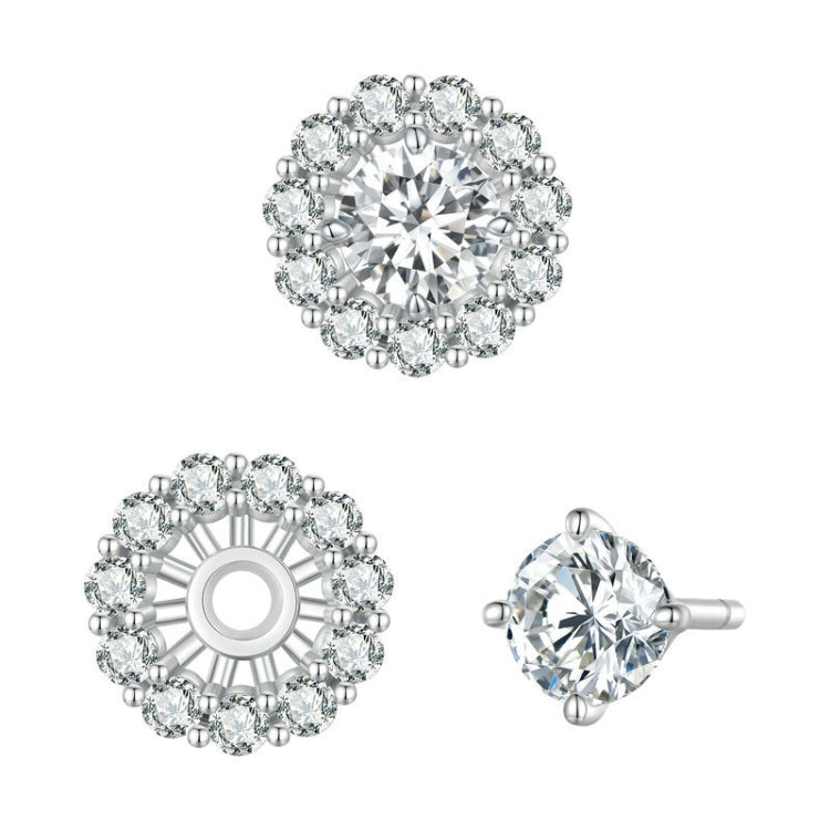 Orecchini a bottone staccabili rotondi in moissanite in argento sterling S925, MSE010