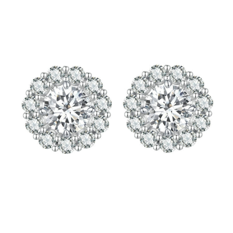 Orecchini a bottone staccabili rotondi in moissanite in argento sterling S925, MSE010