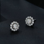 Orecchini a bottone staccabili rotondi in moissanite in argento sterling S925, MSE010