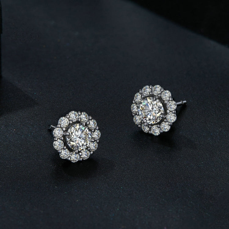 Orecchini a bottone staccabili rotondi in moissanite in argento sterling S925, MSE010