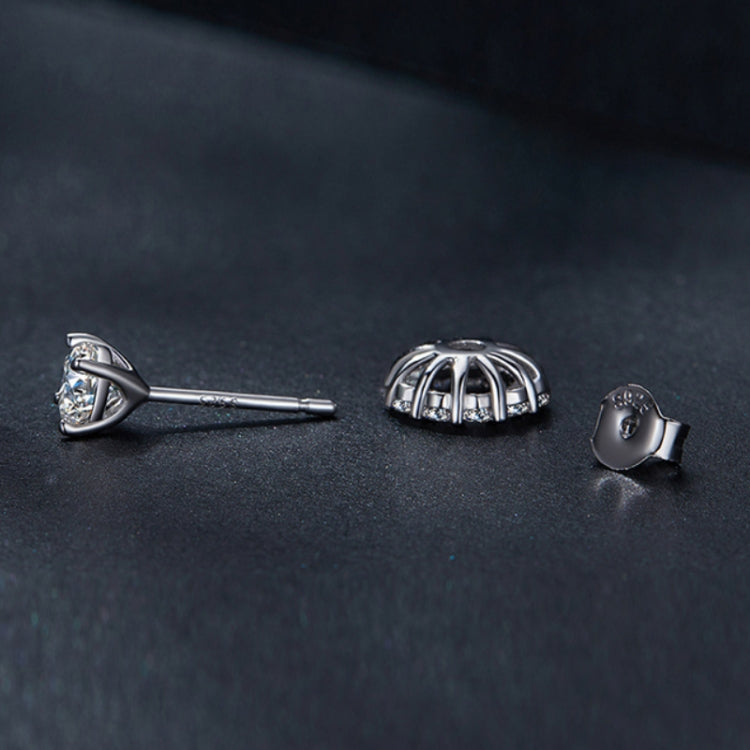 Orecchini a bottone staccabili rotondi in moissanite in argento sterling S925, MSE010