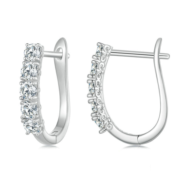 Orecchini in argento sterling S925 moissanite con motivo a forma di U, MSE011