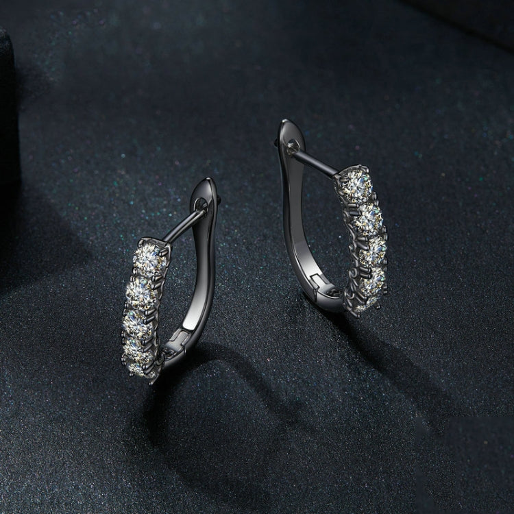 Orecchini in argento sterling S925 moissanite con motivo a forma di U, MSE011