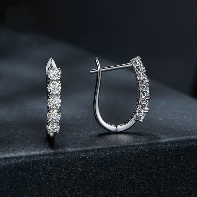 Orecchini in argento sterling S925 moissanite con motivo a forma di U, MSE011