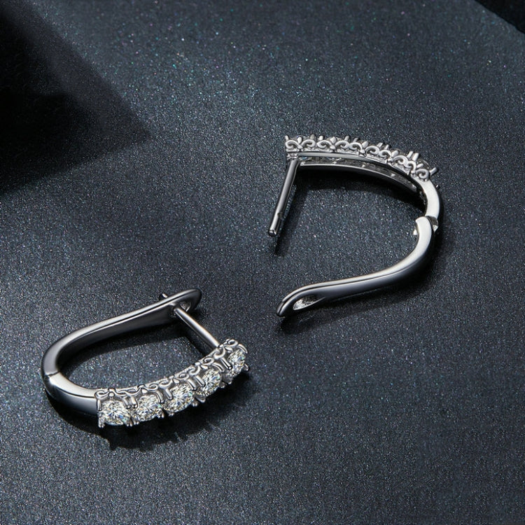 Orecchini in argento sterling S925 moissanite con motivo a forma di U, MSE011