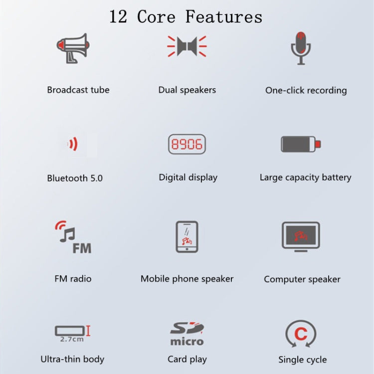 Rolton K700 Altoparlante Bluetooth Dual Speaker 5W