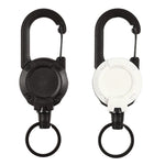 Bobina per badge retrattile in plastica con moschettone per zaino, Black-Steel Wire Rope, White-Steel Wire Rope, Black-Fiber Rope, White- Fiber Rope
