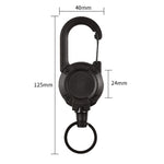 Bobina per badge retrattile in plastica con moschettone per zaino, Black-Steel Wire Rope, White-Steel Wire Rope, Black-Fiber Rope, White- Fiber Rope
