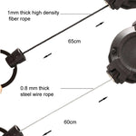 Bobina per badge retrattile in plastica con moschettone per zaino, Black-Steel Wire Rope, White-Steel Wire Rope, Black-Fiber Rope, White- Fiber Rope