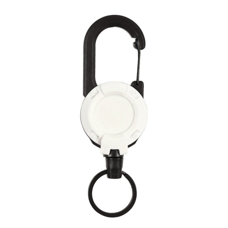 Bobina per badge retrattile in plastica con moschettone per zaino, Black-Steel Wire Rope, White-Steel Wire Rope, Black-Fiber Rope, White- Fiber Rope