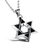 1102 Collane in acciaio inossidabile da uomo con pendente a stella a sei punte, stile:, Pendant+Chain, Single Pendant