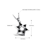 1102 Collane in acciaio inossidabile da uomo con pendente a stella a sei punte, stile:, Pendant+Chain, Single Pendant