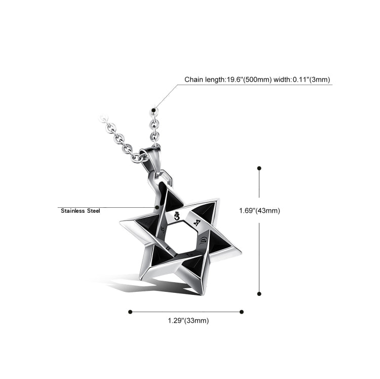 1102 Collane in acciaio inossidabile da uomo con pendente a stella a sei punte, stile:, Pendant+Chain, Single Pendant
