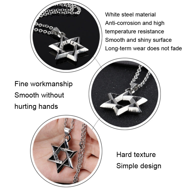 1102 Collane in acciaio inossidabile da uomo con pendente a stella a sei punte, stile:, Pendant+Chain, Single Pendant