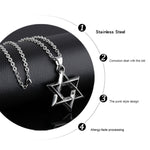 1102 Collane in acciaio inossidabile da uomo con pendente a stella a sei punte, stile:, Pendant+Chain, Single Pendant