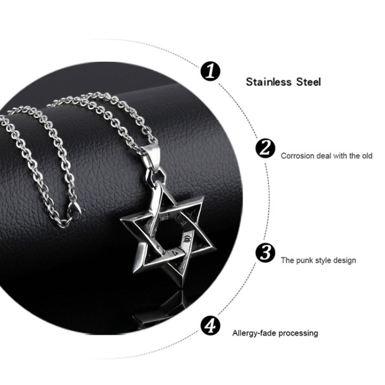 1102 Collane in acciaio inossidabile da uomo con pendente a stella a sei punte, stile:, Pendant+Chain, Single Pendant