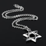 1102 Collane in acciaio inossidabile da uomo con pendente a stella a sei punte, stile:, Pendant+Chain, Single Pendant