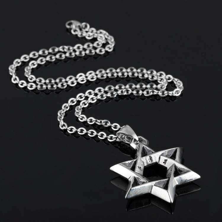 1102 Collane in acciaio inossidabile da uomo con pendente a stella a sei punte, stile:, Pendant+Chain, Single Pendant