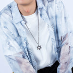 1102 Collane in acciaio inossidabile da uomo con pendente a stella a sei punte, stile:, Pendant+Chain, Single Pendant