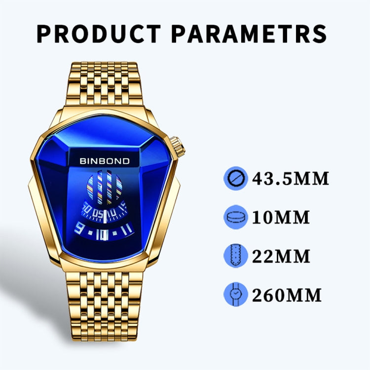 BINBOND Locomotive Concept Orologio con cinturino in acciaio da uomo Live Black Technology Watch, Steel Belt Full Gold-Blue Face, Steel Belt Full Gold Gold Face, Steel Belt Black Stee Blue Face, Steel Belt Black Steel White Face                        ...