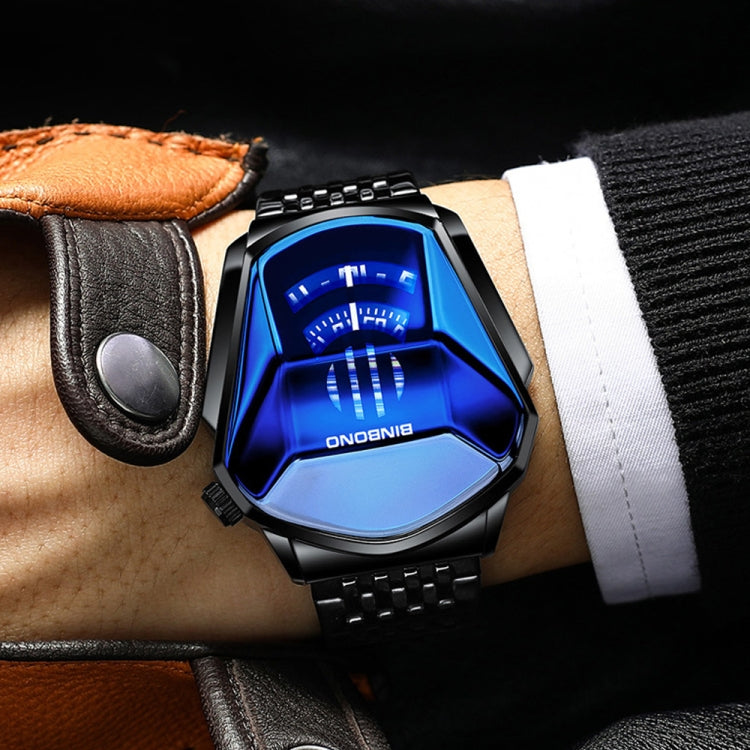 BINBOND Locomotive Concept Orologio con cinturino in acciaio da uomo Live Black Technology Watch, Steel Belt Full Gold-Blue Face, Steel Belt Full Gold Gold Face, Steel Belt Black Stee Blue Face, Steel Belt Black Steel White Face                        ...