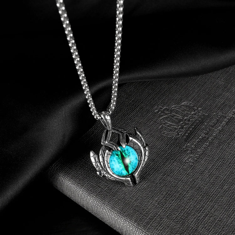 Collana in acciaio al titanio da uomo con occhi di demone retrò del 1926, stile:, Single Pendant, Pendant+3x55cm Matching Chain, Pendant+4x70cm Matching Chain