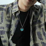 Collana in acciaio al titanio da uomo con occhi di demone retrò del 1926, stile:, Single Pendant, Pendant+3x55cm Matching Chain, Pendant+4x70cm Matching Chain