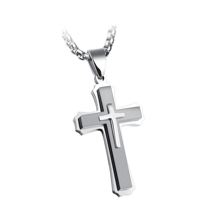 1213 Collana da uomo in acciaio al titanio con collana a tre strati, Steel Color Pendant+3x55cm Pearl Chain, Black Pendant+3x55cm Pearl Chain, Gold Pendant+3x55cm Pearl Chain, Steel Color Single Pendant, Black Single Pendant, Gold Single Pendant