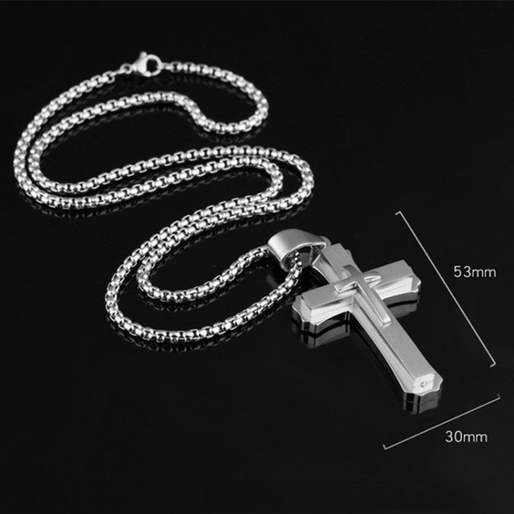 1213 Collana da uomo in acciaio al titanio con collana a tre strati, Steel Color Pendant+3x55cm Pearl Chain, Black Pendant+3x55cm Pearl Chain, Gold Pendant+3x55cm Pearl Chain, Steel Color Single Pendant, Black Single Pendant, Gold Single Pendant