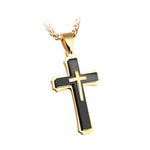 1213 Collana da uomo in acciaio al titanio con collana a tre strati, Steel Color Pendant+3x55cm Pearl Chain, Black Pendant+3x55cm Pearl Chain, Gold Pendant+3x55cm Pearl Chain, Steel Color Single Pendant, Black Single Pendant, Gold Single Pendant