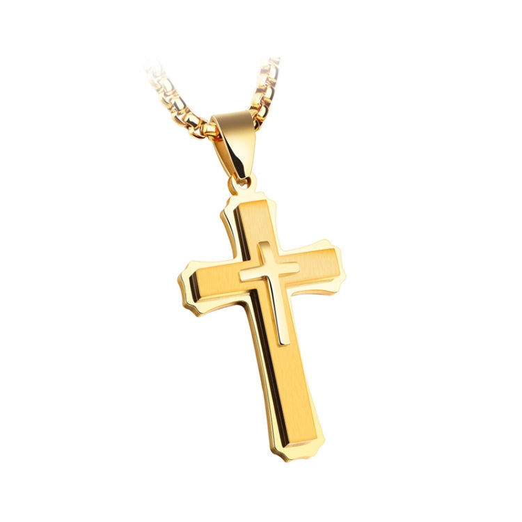 1213 Collana da uomo in acciaio al titanio con collana a tre strati, Steel Color Pendant+3x55cm Pearl Chain, Black Pendant+3x55cm Pearl Chain, Gold Pendant+3x55cm Pearl Chain, Steel Color Single Pendant, Black Single Pendant, Gold Single Pendant