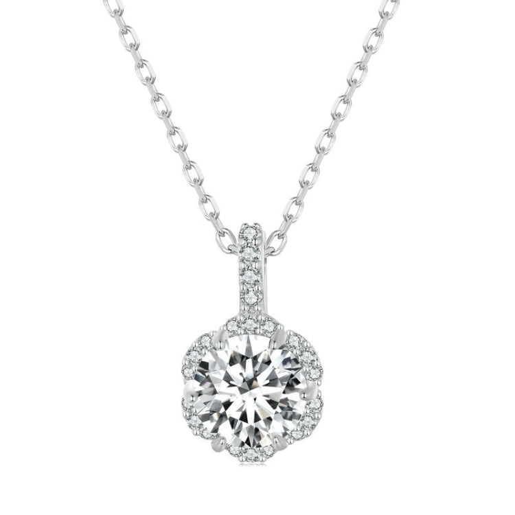Collana in argento 925 placcato oro bianco con zirconi