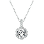 Collana in argento sterling S925 placcato oro bianco con zirconi moissanite, MSN007