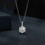 Collana in argento sterling S925 placcato oro bianco con zirconi moissanite, MSN007