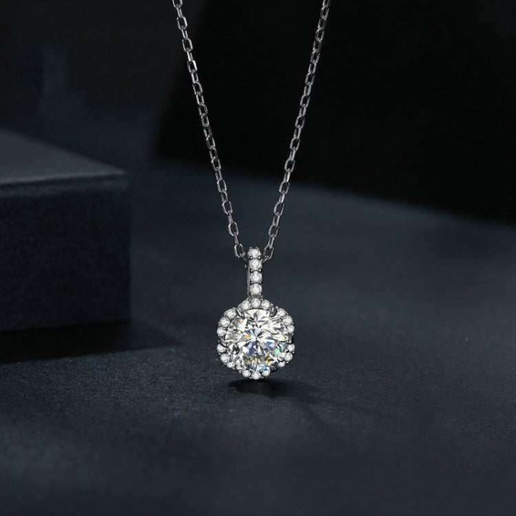 Collana in argento sterling S925 placcato oro bianco con zirconi moissanite, MSN007
