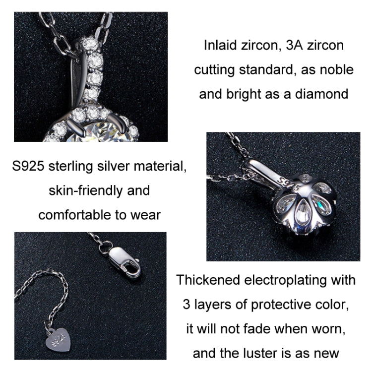 Collana in argento sterling S925 placcato oro bianco con zirconi moissanite, MSN007