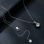 Collana in argento sterling S925 placcato oro bianco con zirconi moissanite, MSN007