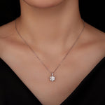 Collana in argento sterling S925 placcato oro bianco con zirconi moissanite, MSN007