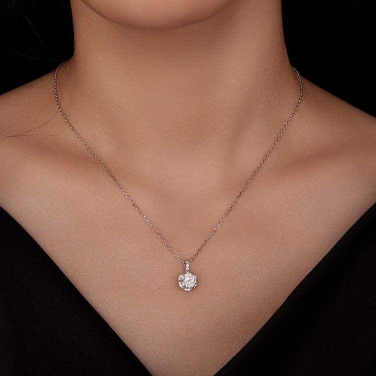 Collana in argento sterling S925 placcato oro bianco con zirconi moissanite, MSN007